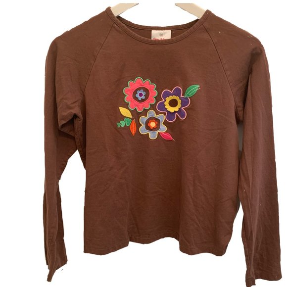 Hanna Andersson Brown Long Sleeved Floral Top - Picture 1 of 4